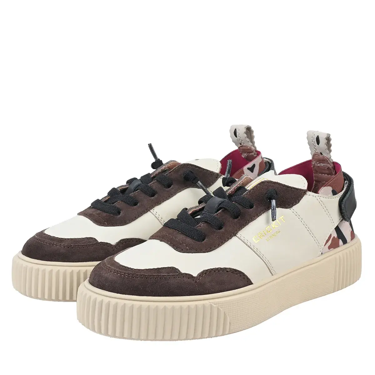 Brauner Low-Top-Sneaker mit Paneelen