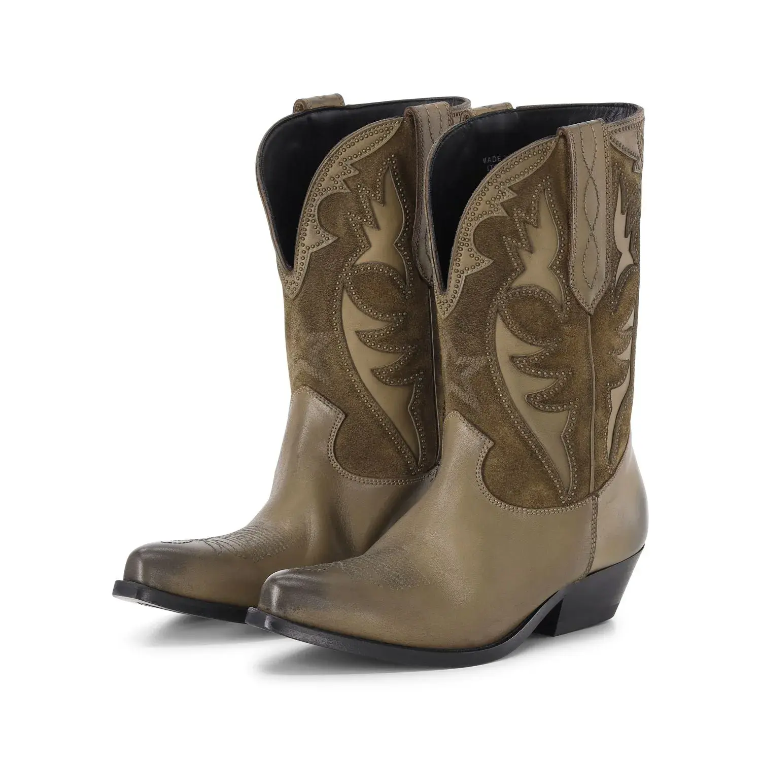 Leder Cowboystiefel mit Wildlederakzenten