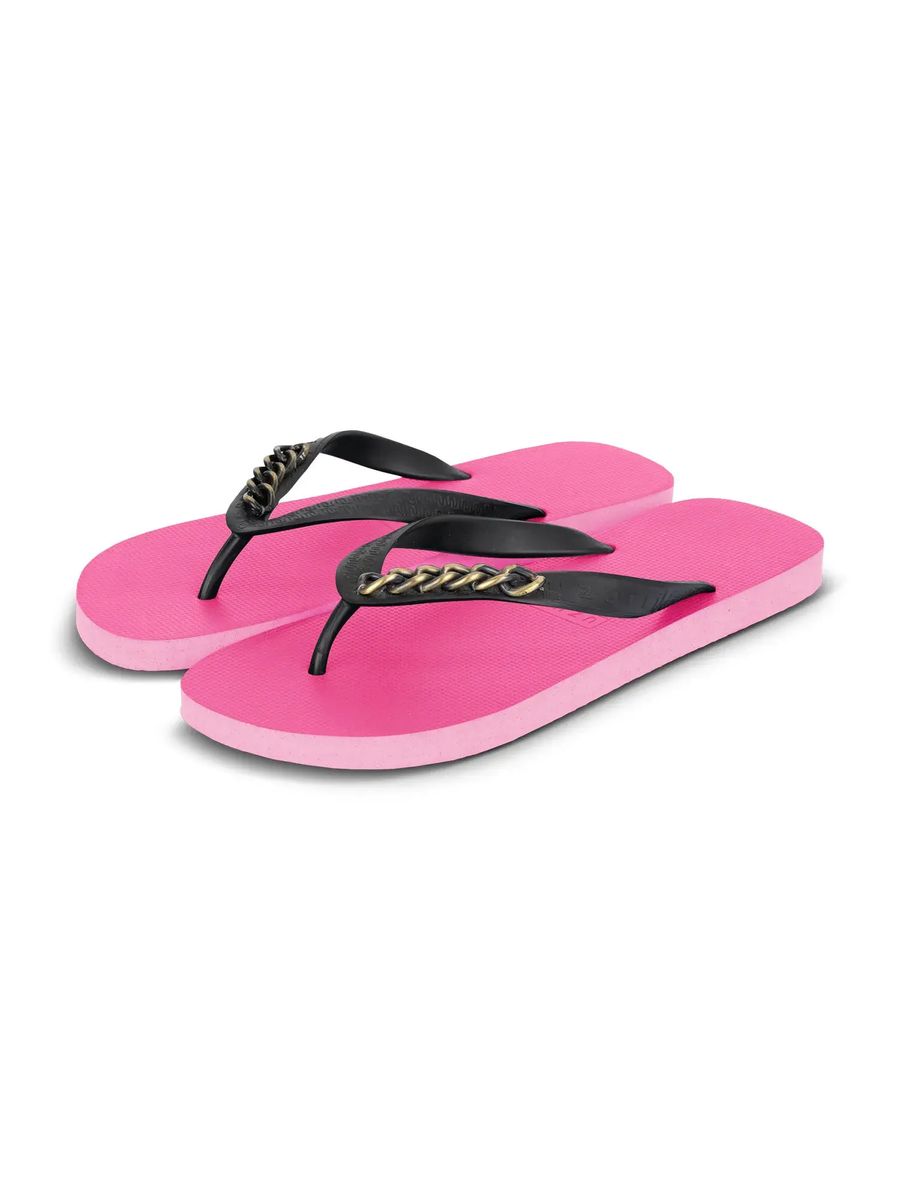Pinke Flip-Flops mit Kettendetail