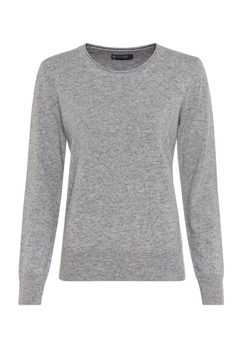 GALERIA Seide-Kaschmir Pullover "Madrid", Rundhals-Ausschnitt, für Damen, grau, 34