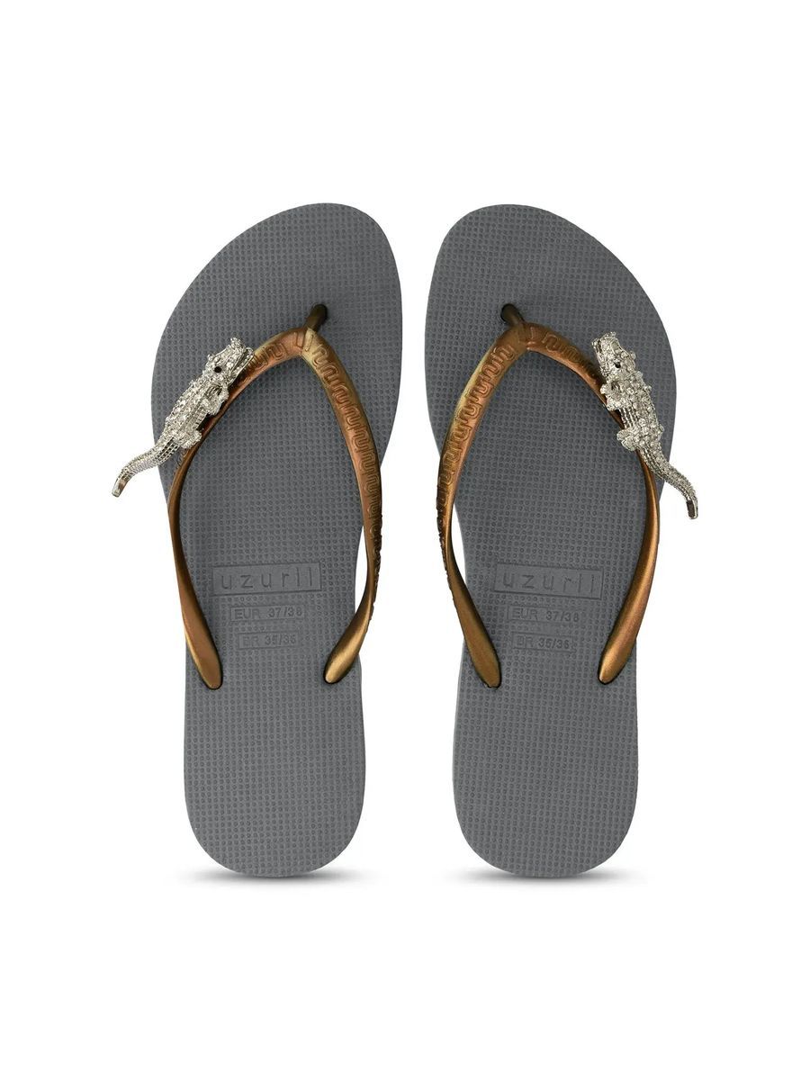 Verzierte Krokodil-Zehentrenner-Sandalen Flip-Flops