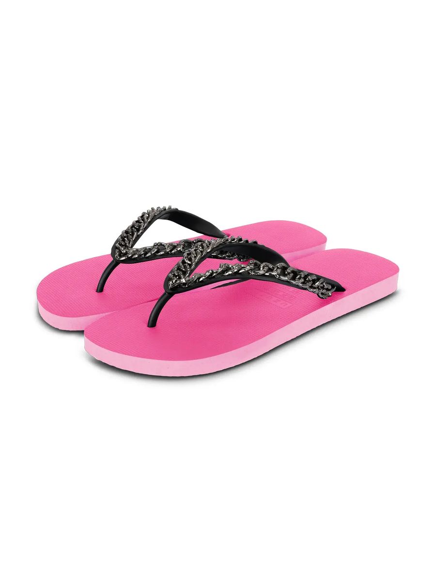 Pinke Zehentrenner mit Kettendetail