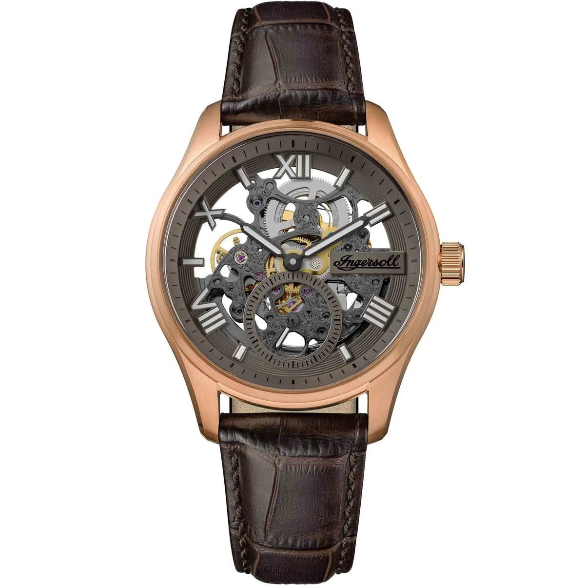 Automatikuhr mit Skelett und Lederarmband