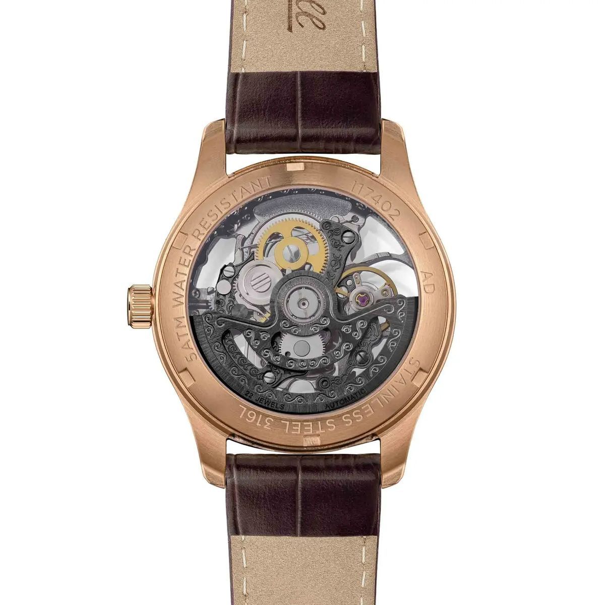 Automatikuhr mit Skelett und Lederarmband