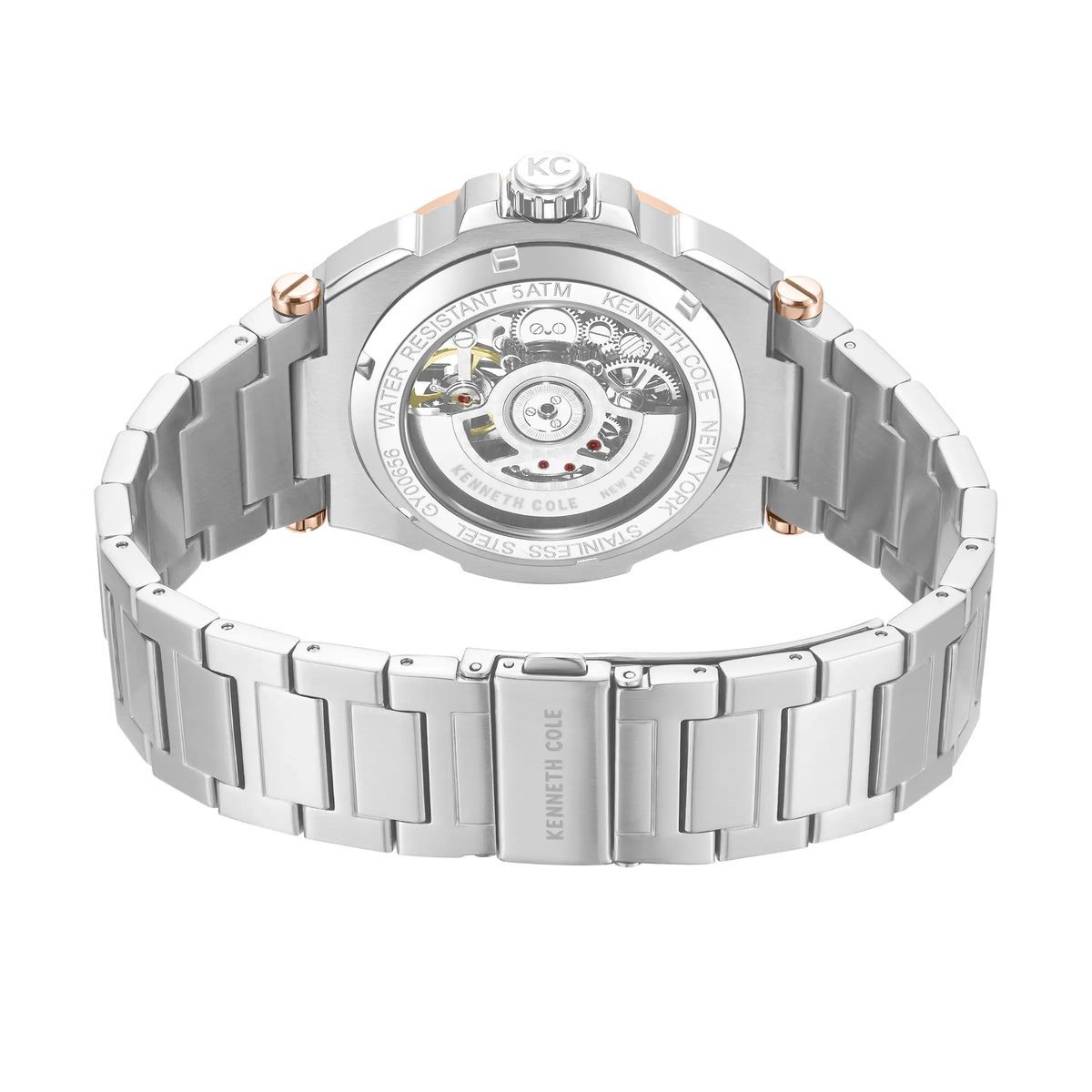 Silberne automatische Skelett-Zifferblatt-Uhr