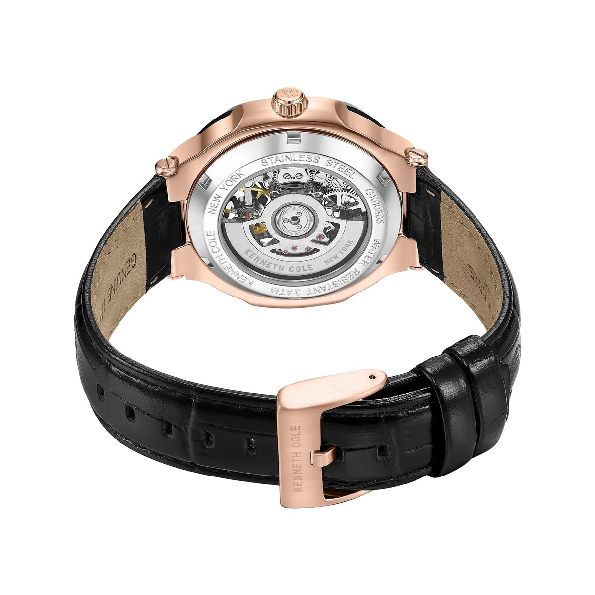 Automatikuhr mit skelettiertem Zifferblatt und Lederarmband