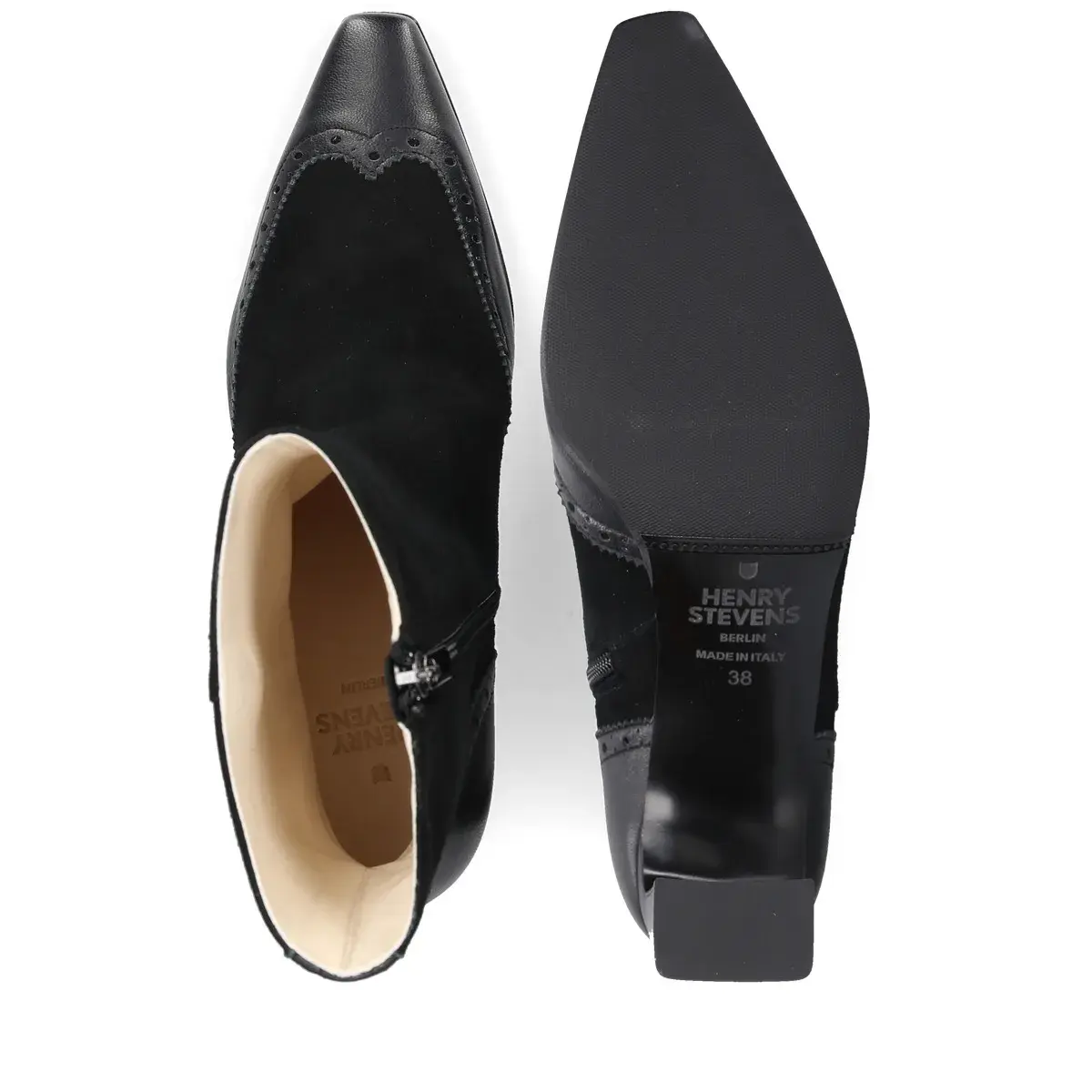 Schwarze Stiefeletten aus Leder & Wildleder