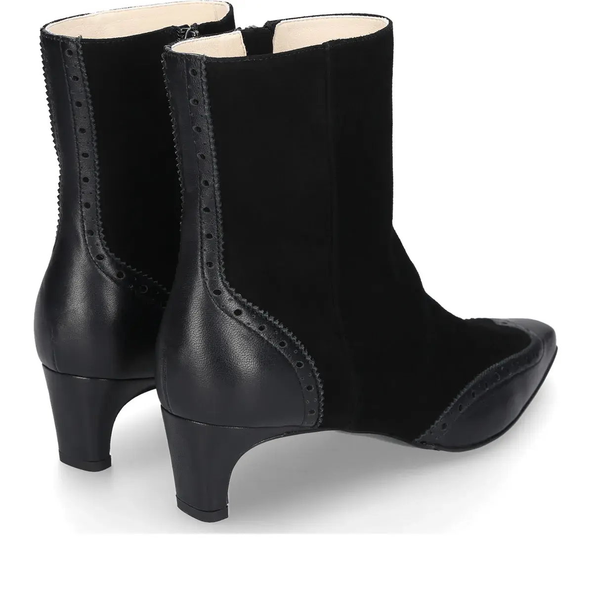 Schwarze Stiefeletten aus Wildleder und Leder