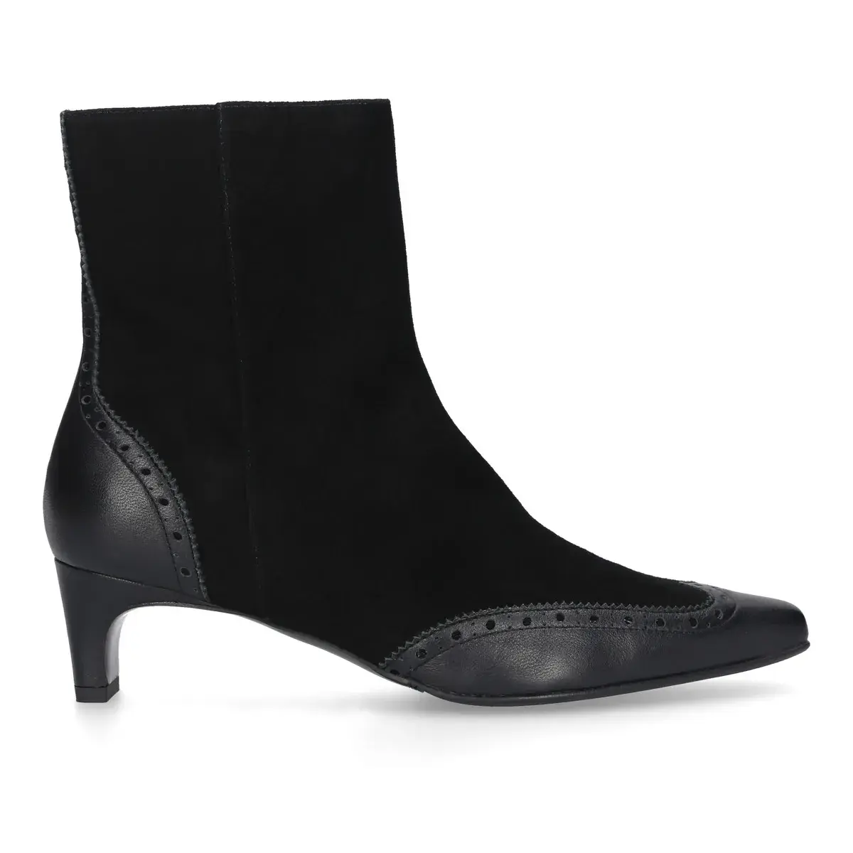 Schwarze Stiefeletten aus Wildleder und Leder