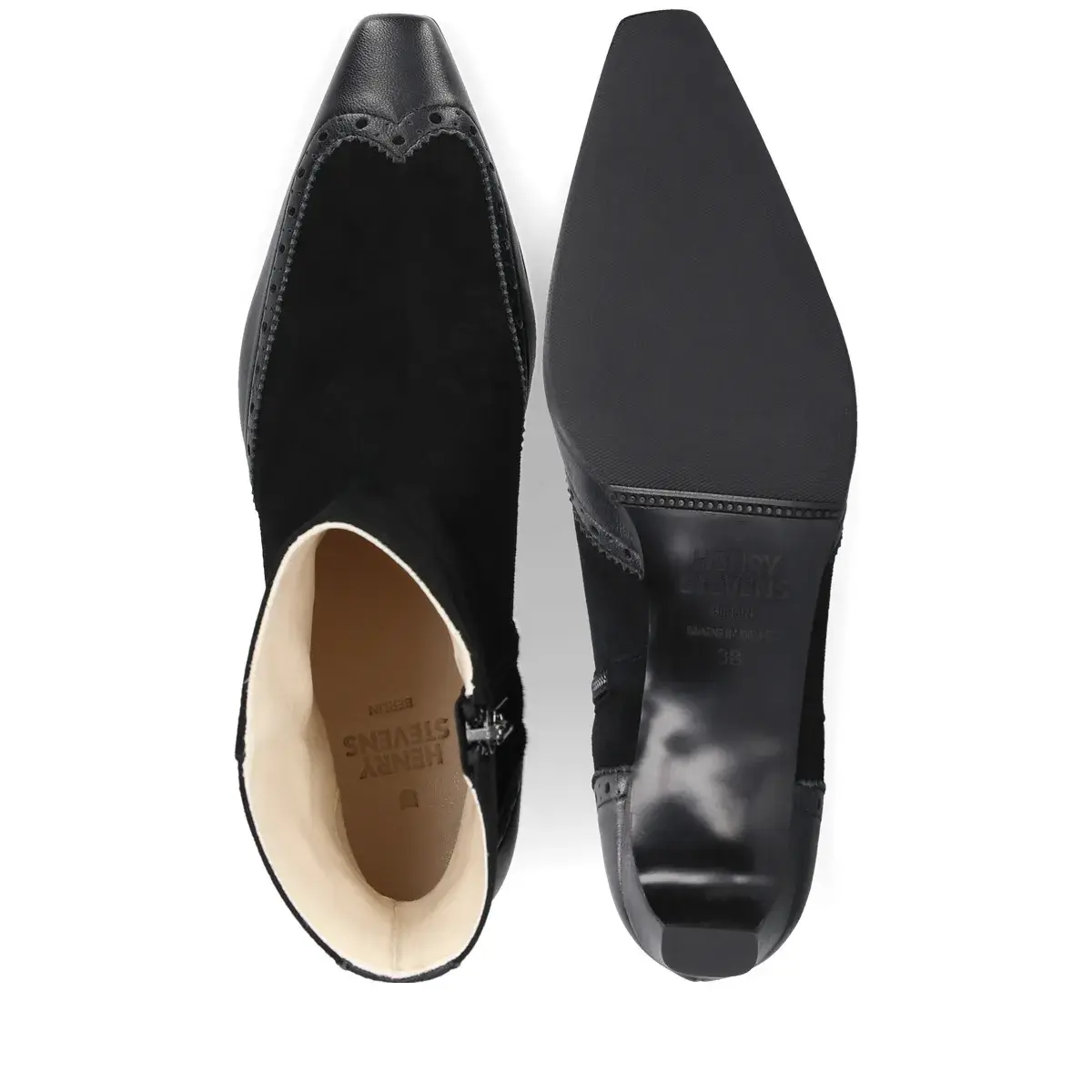 Schwarze Stiefeletten aus Wildleder und Leder