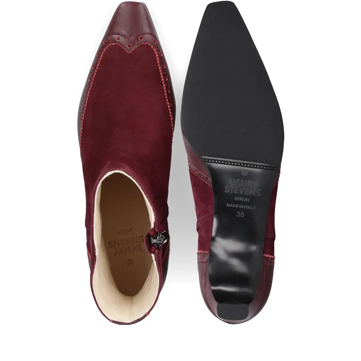 Bordeaux Wildleder-Stiefeletten