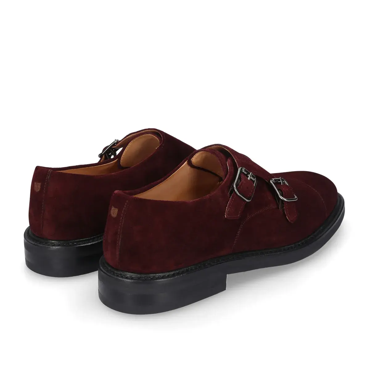 Burgunderrote Wildleder-Doppelspaltschuhe
