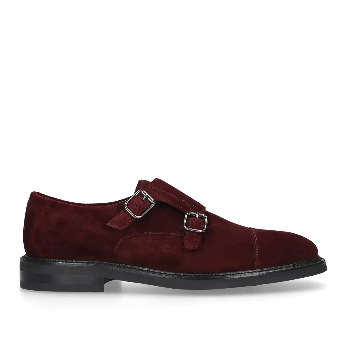 Burgunderrote Wildleder-Doppelspaltschuhe