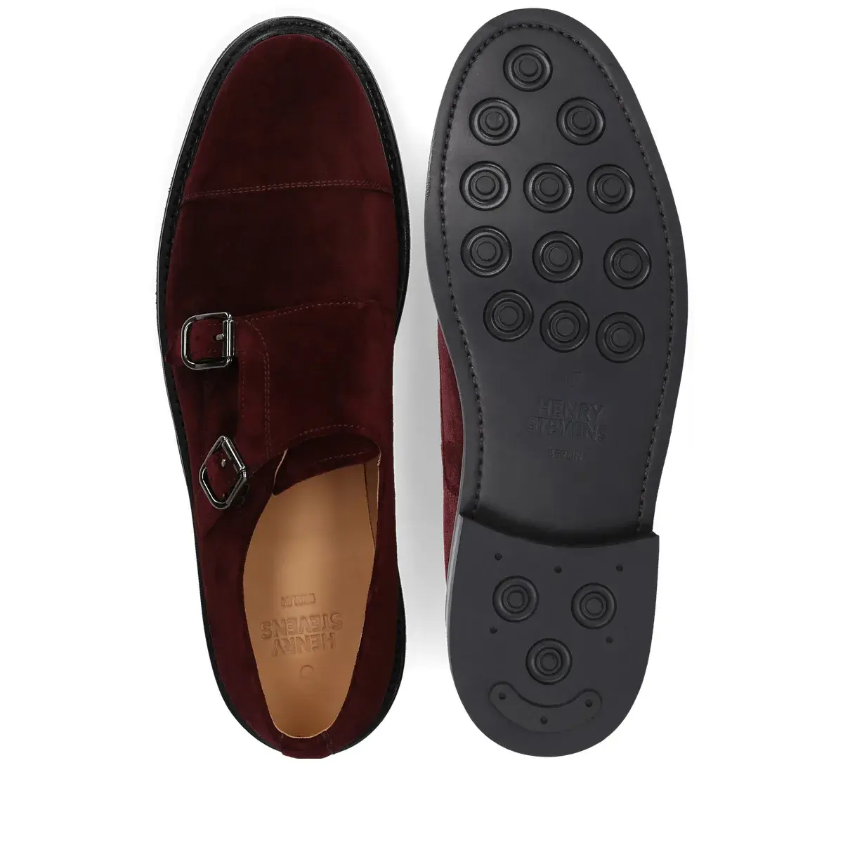 Burgunderrote Wildleder-Doppelspaltschuhe
