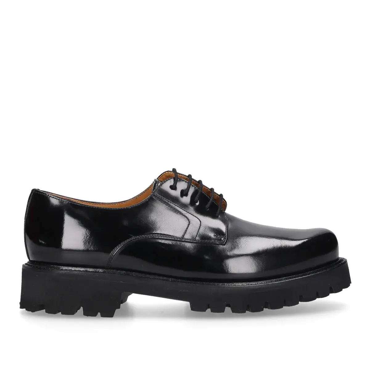 Schwarzer Derby-Schuh aus Lackleder