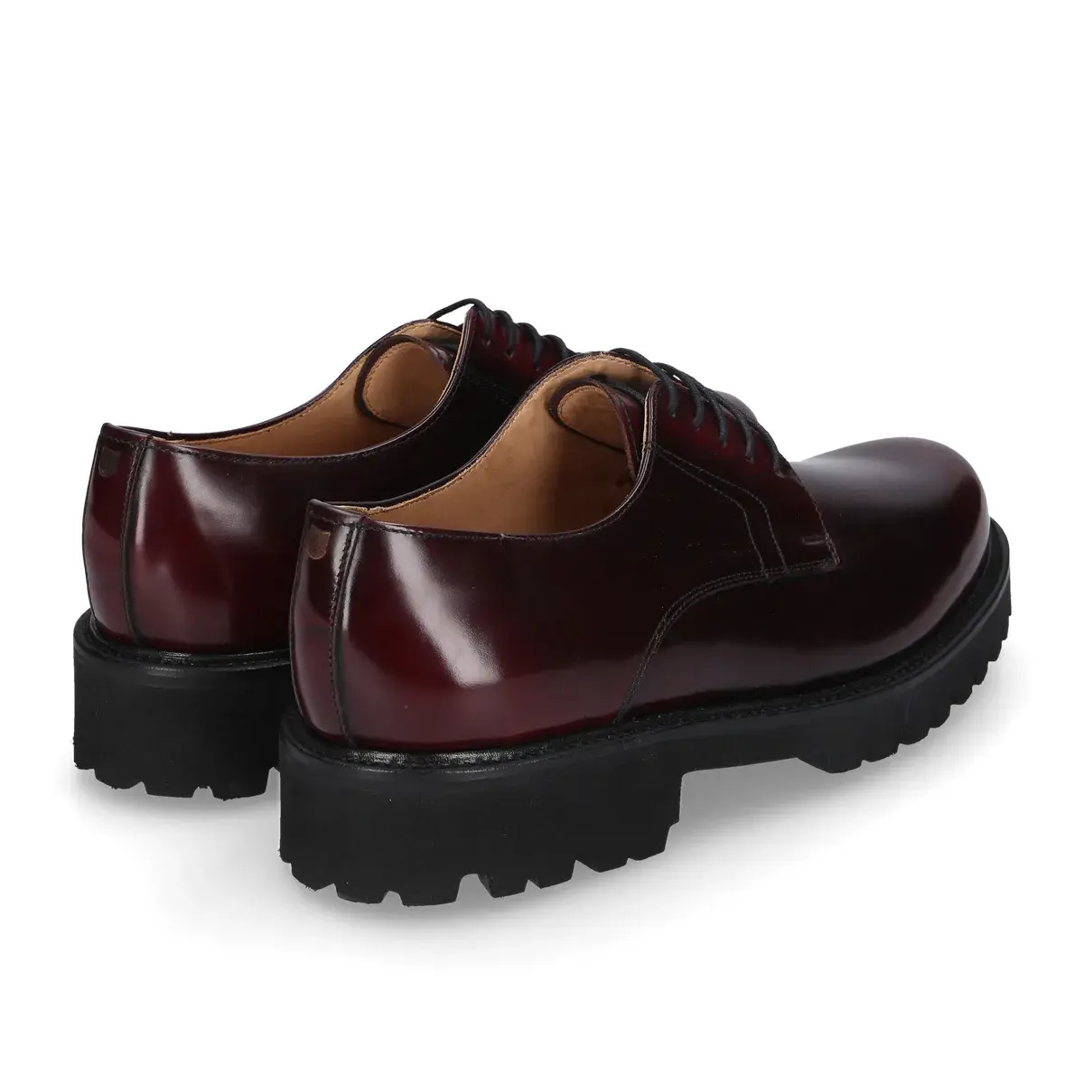 Burgunderfarbene Derby Schuhe mit Profilsohle