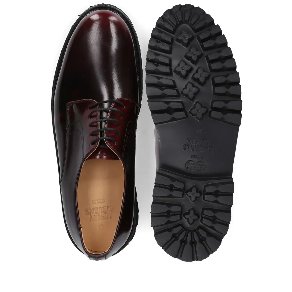 Burgunderfarbene Derby Schuhe mit Profilsohle