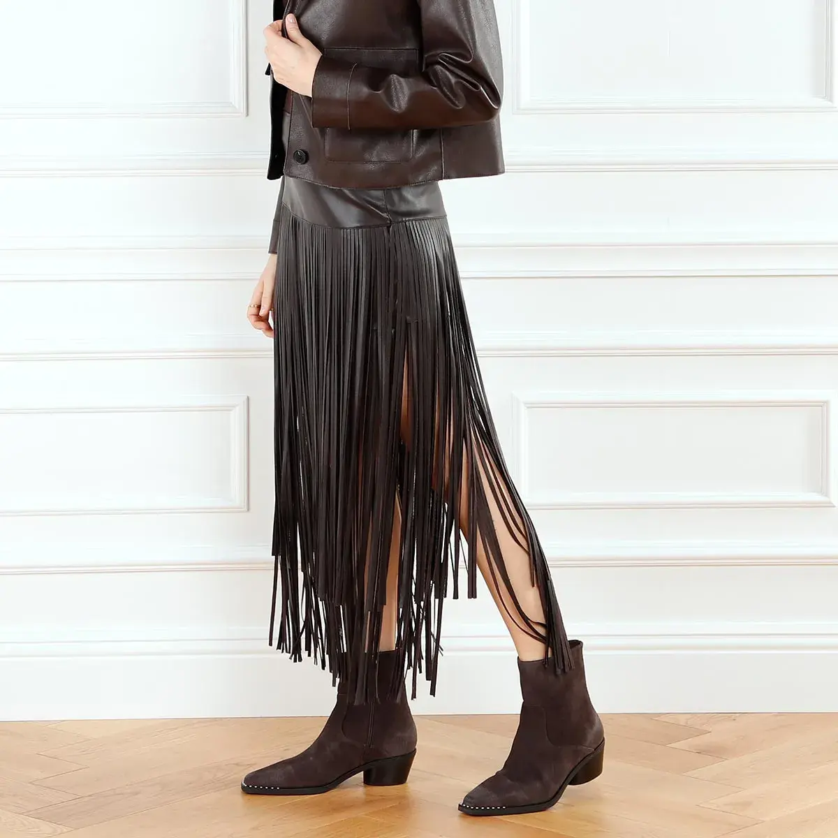 Wildleder Western Stiefeletten mit Absatz