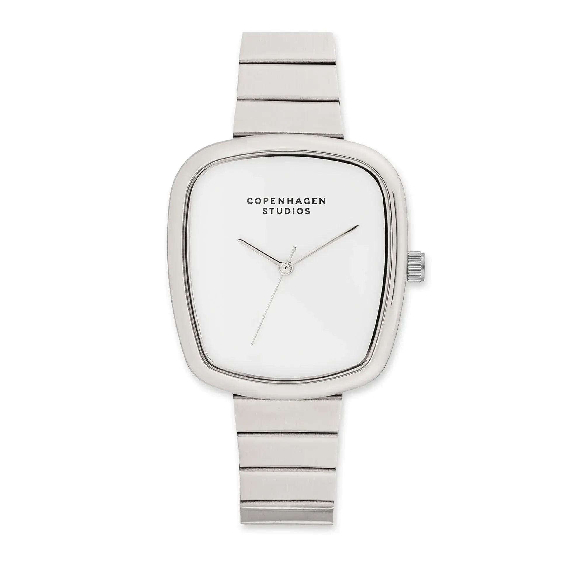 Silberfarbene, minimalistische Uhr
