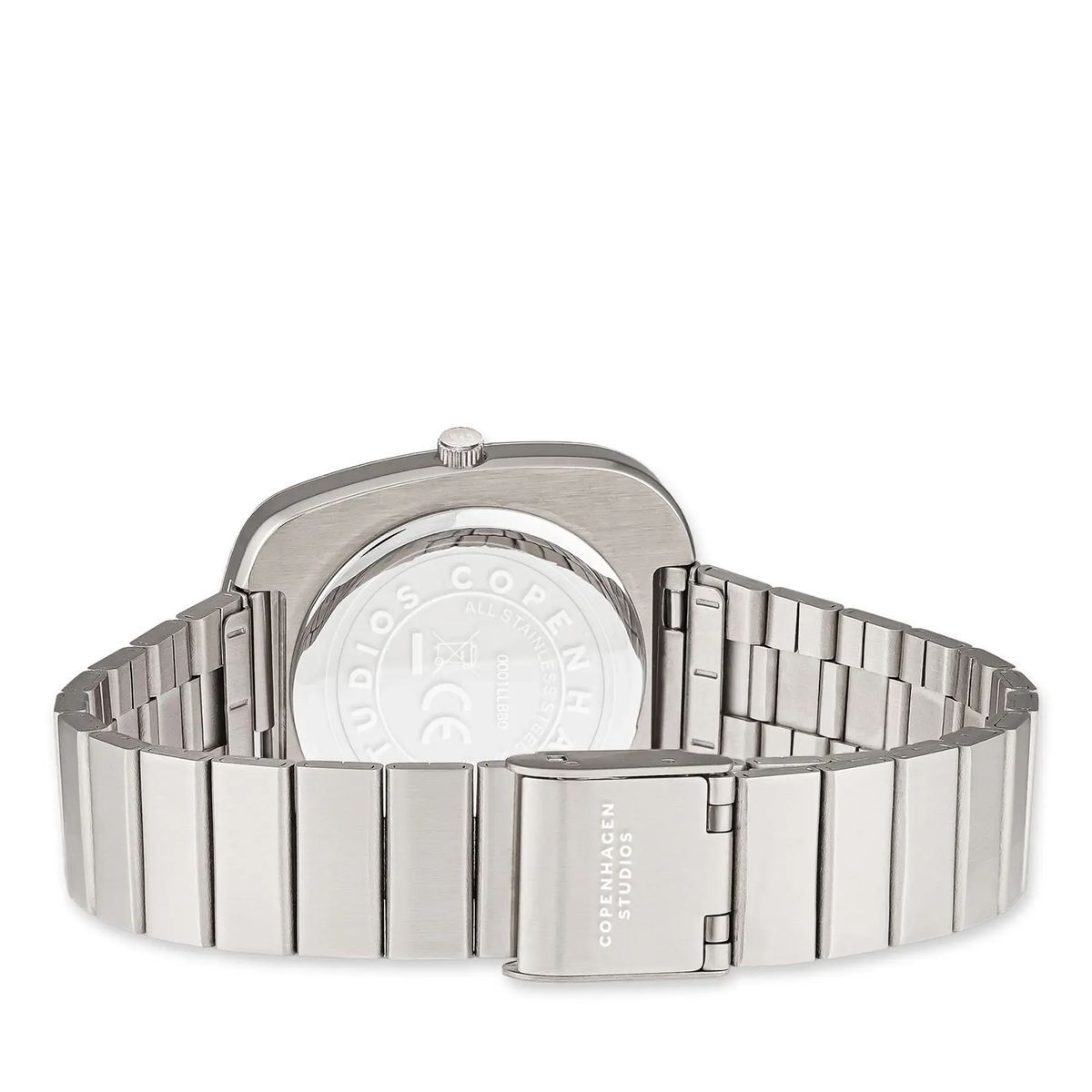 Silberfarbene, minimalistische Uhr