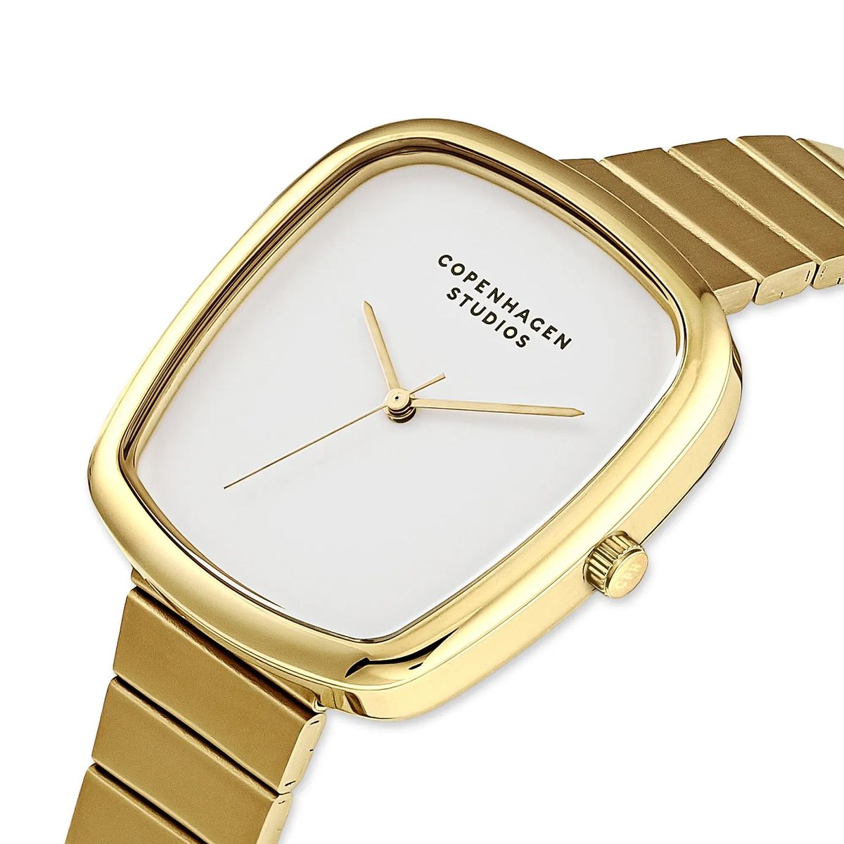 Elegante goldfarbene gebogene Armbanduhr