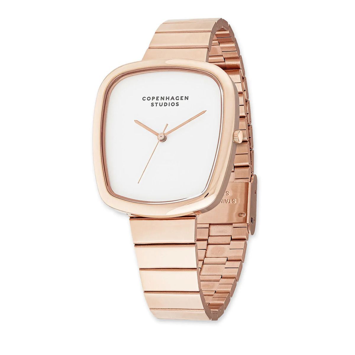 Roségoldene quadratische Damenuhr