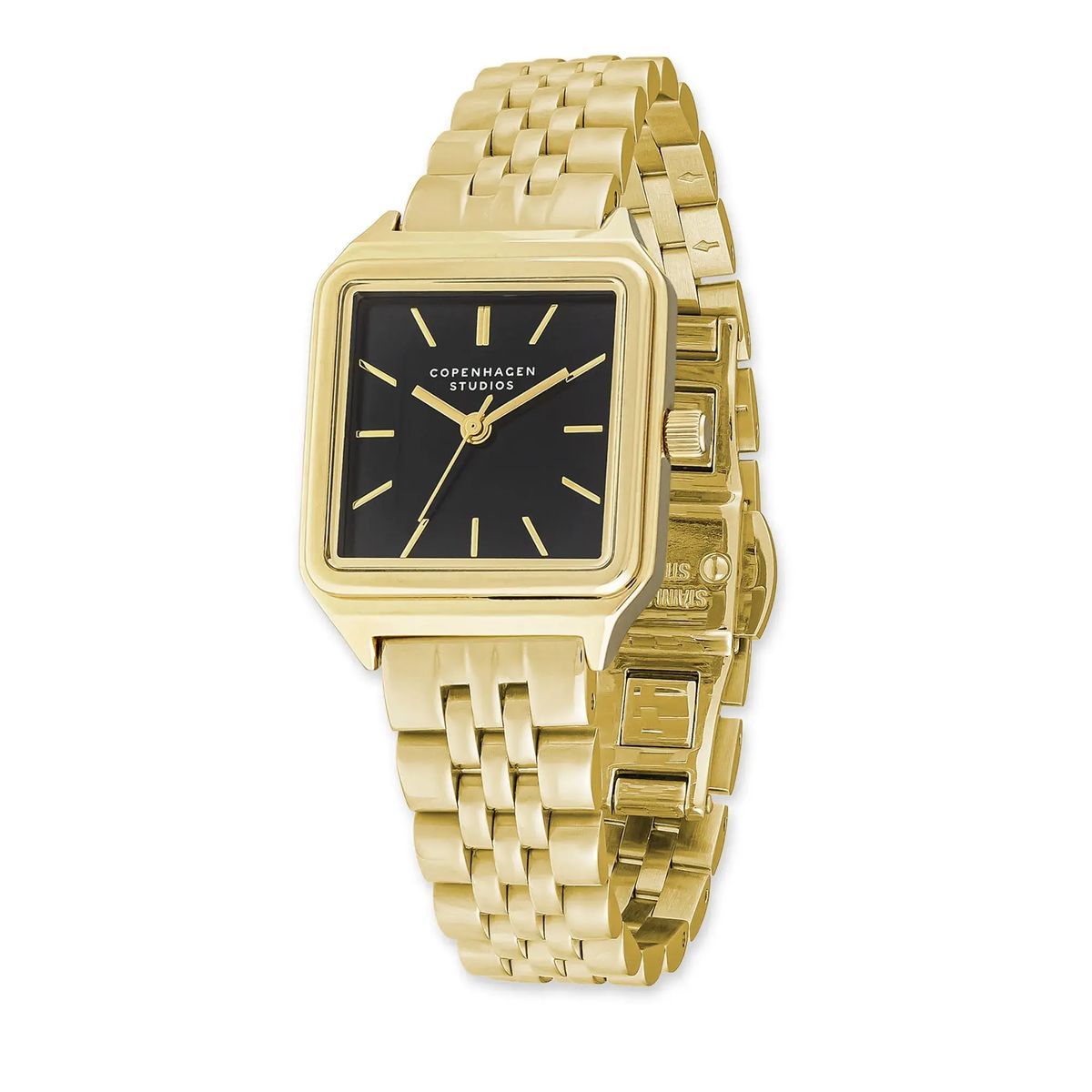 Elegante quadratische Uhr in Goldton