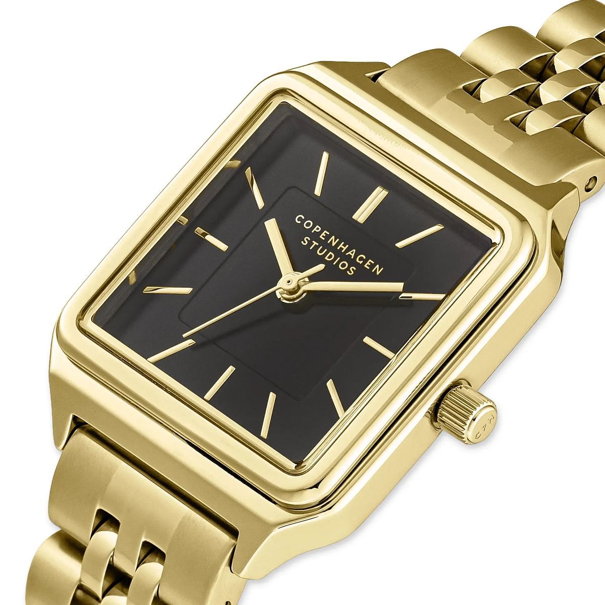 Elegante quadratische Uhr in Goldton