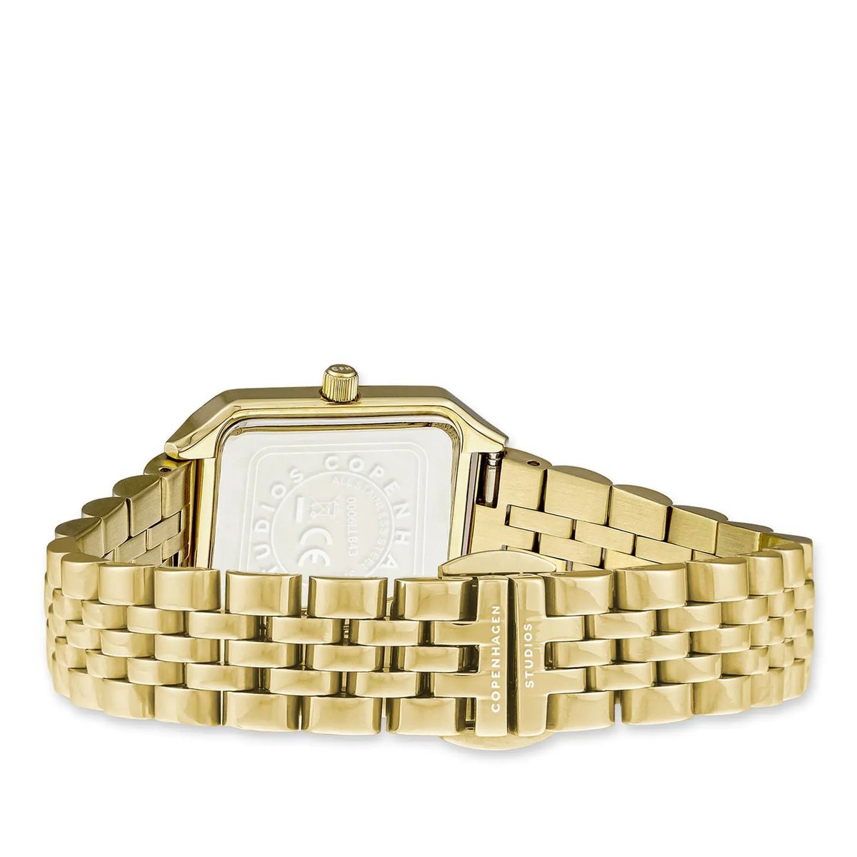 Elegante quadratische Uhr in Goldton