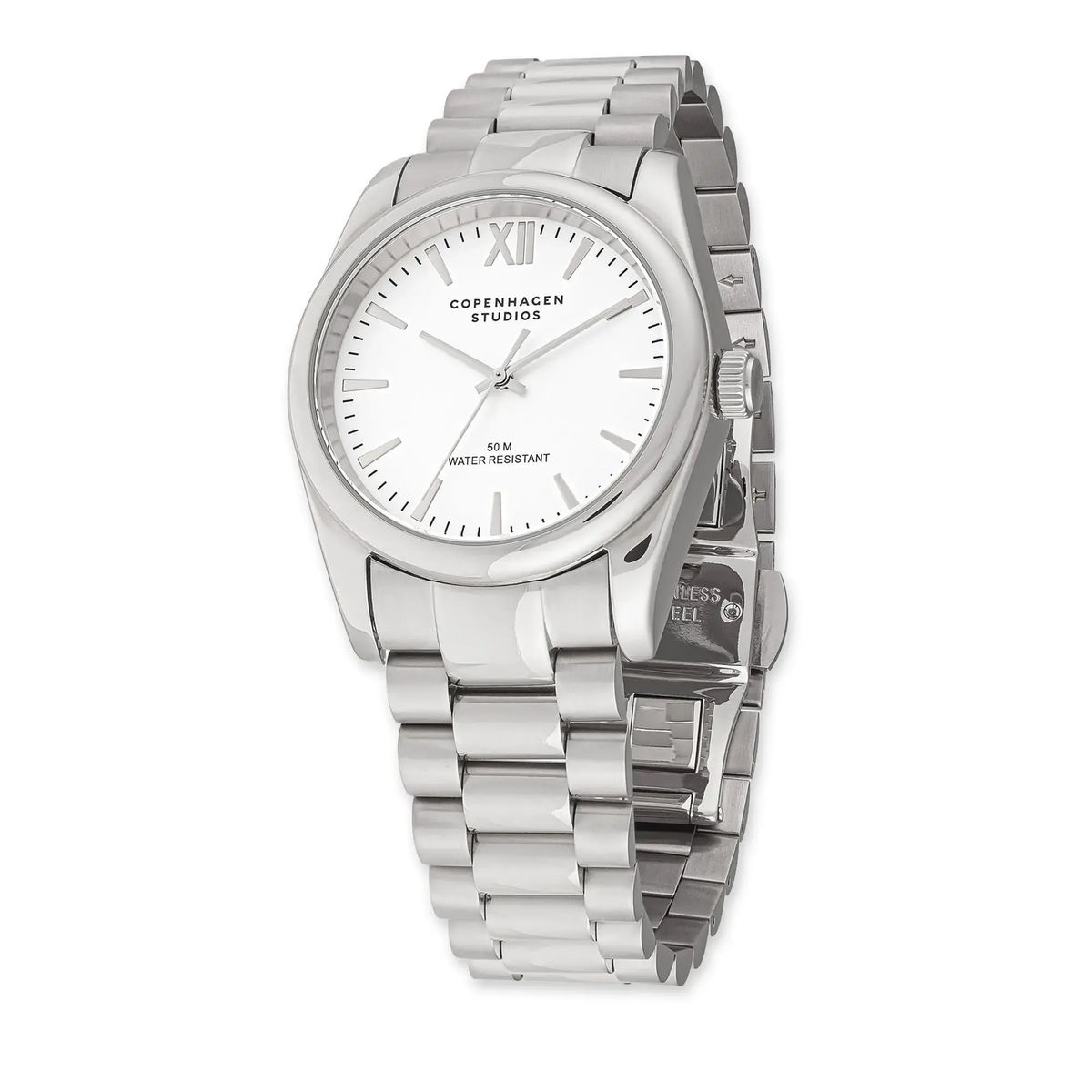 Runde Edelstahluhr mit Armband