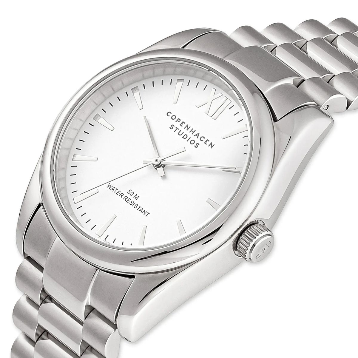 Runde Edelstahluhr mit Armband