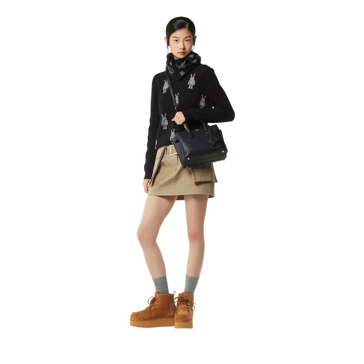 Elegante strukturierte Leder Handtasche