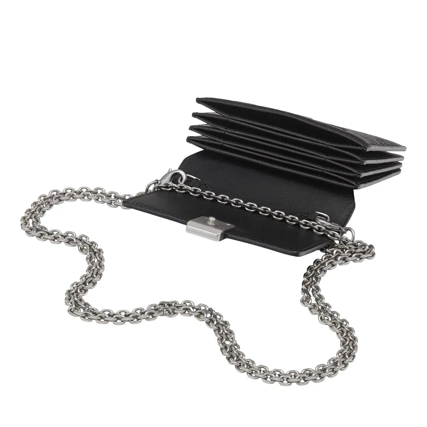 Mini Geldbörsen-Ketten-Tasche aus geprägtem Leder