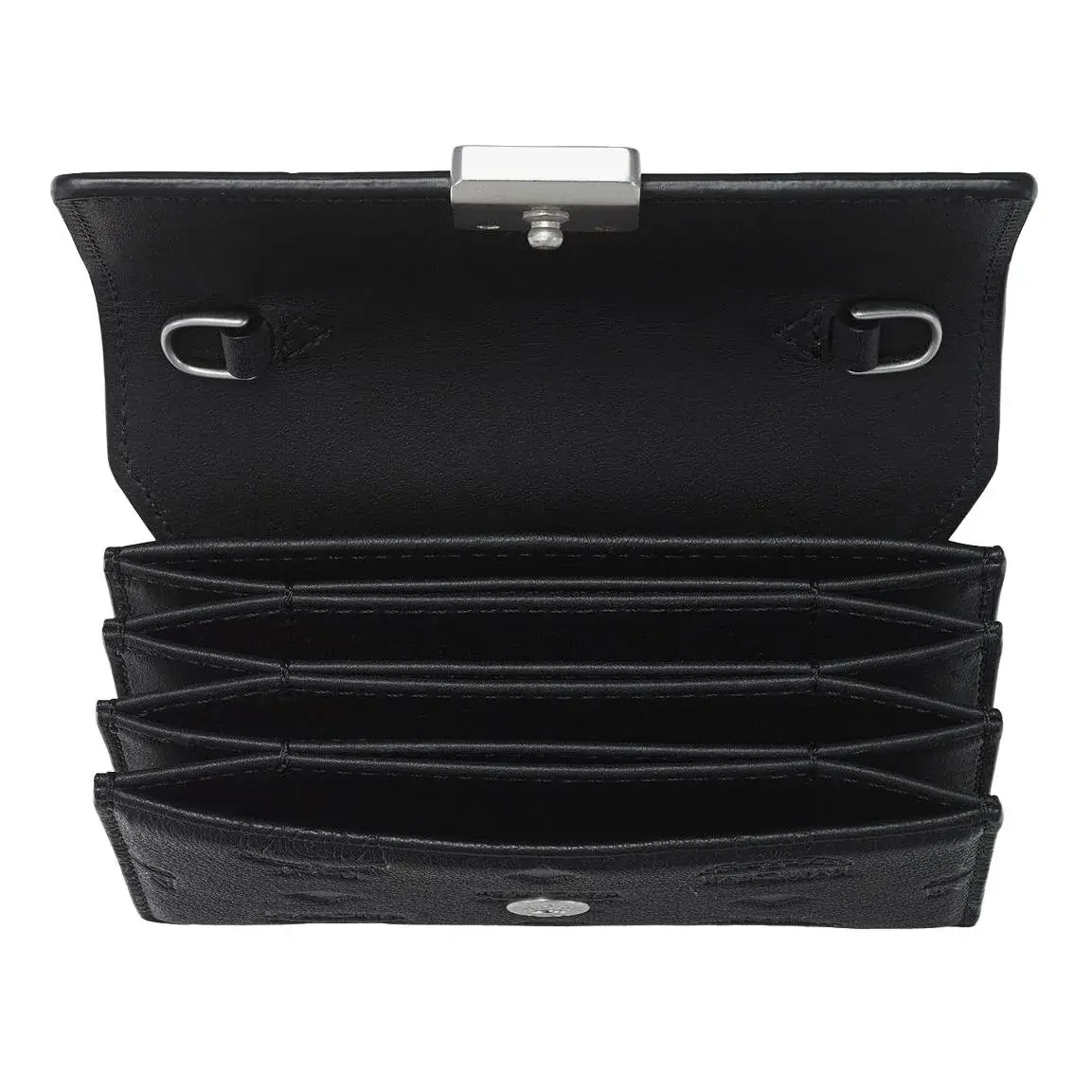 Mini Geldbörsen-Ketten-Tasche aus geprägtem Leder