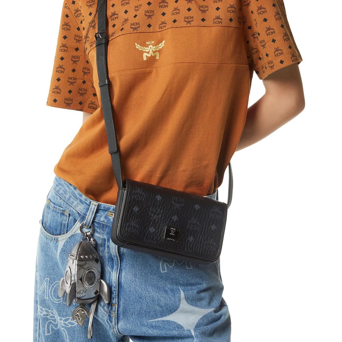 Geprägte Handytasche mit Lederriemen