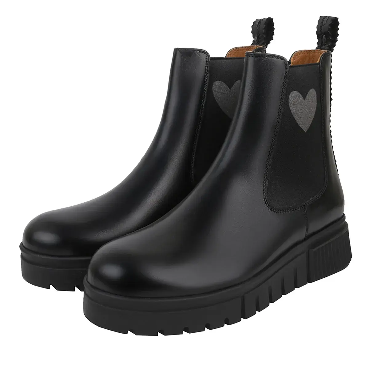 Schwarze Chelsea Boots aus Leder mit Herz