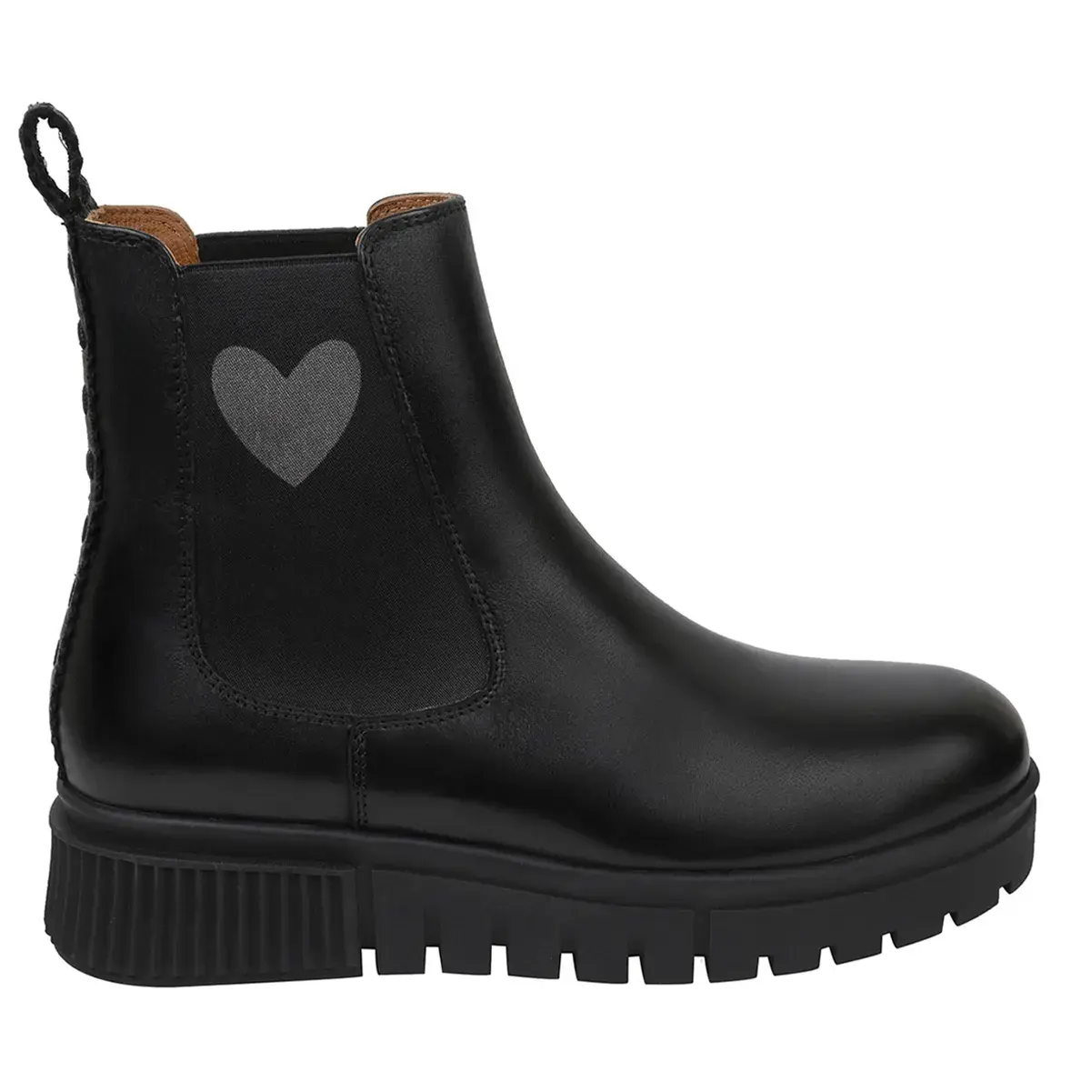 Schwarze Chelsea Boots aus Leder mit Herz