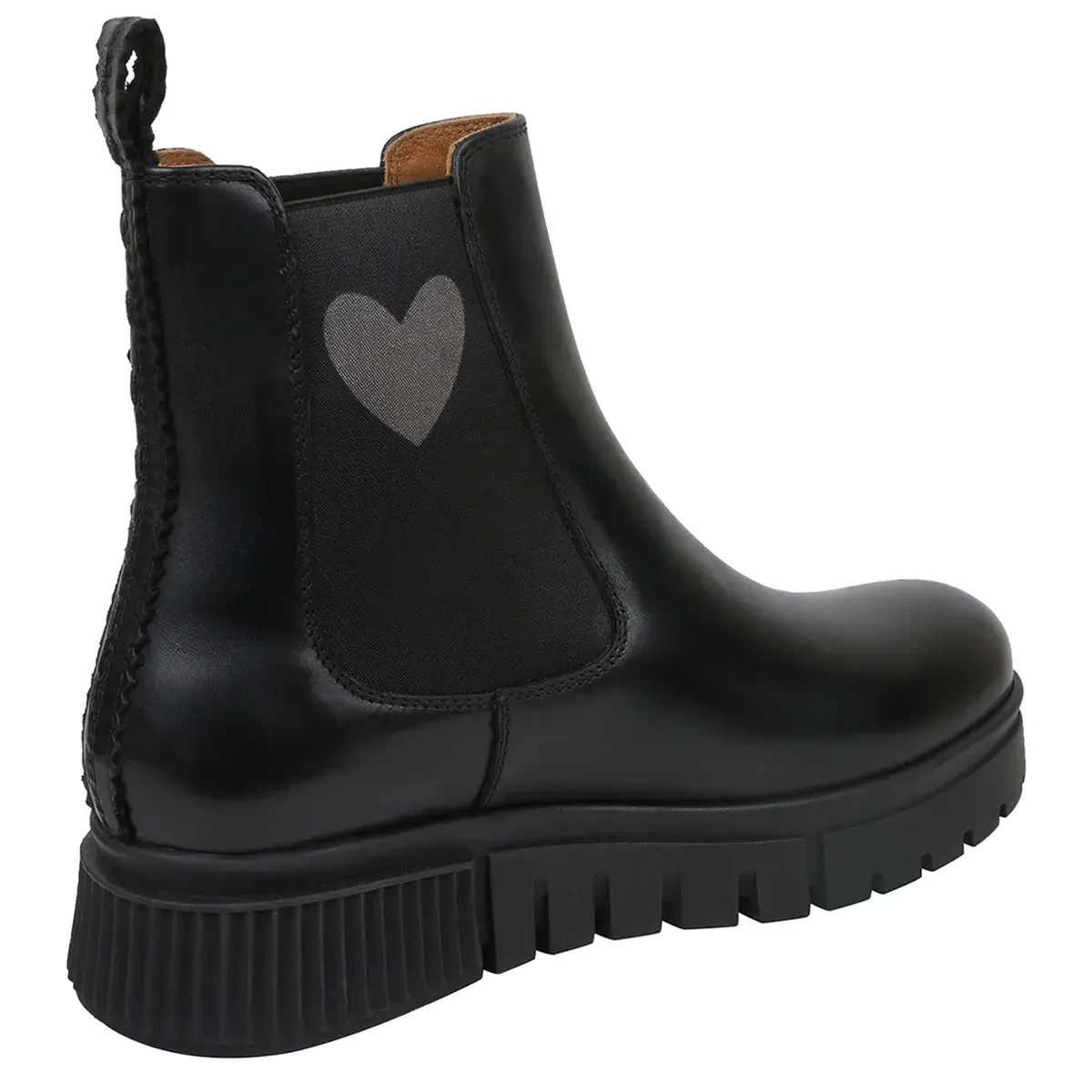 Schwarze Chelsea Boots aus Leder mit Herz