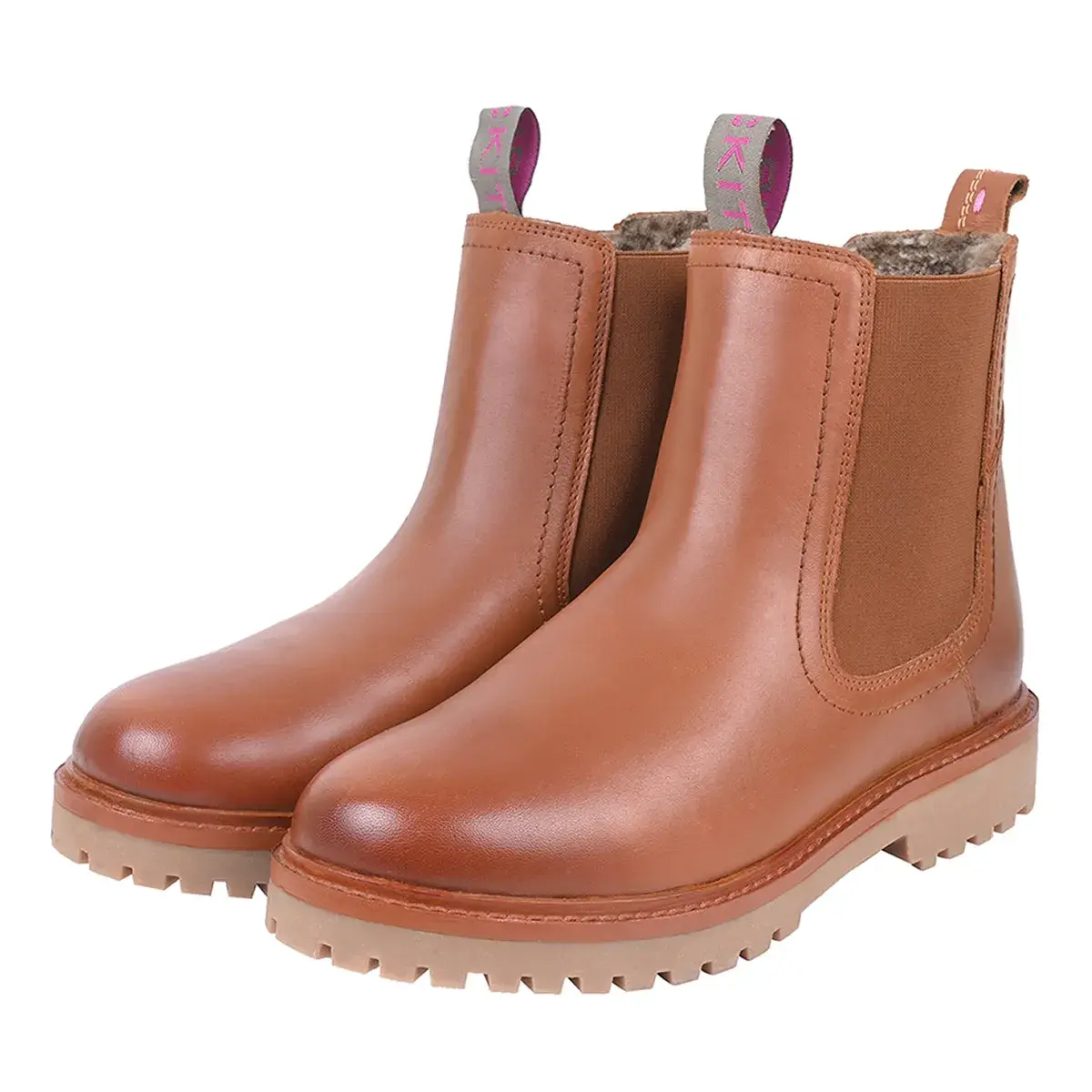 Klassische Shearling-gefütterte Chelsea Lederstiefel
