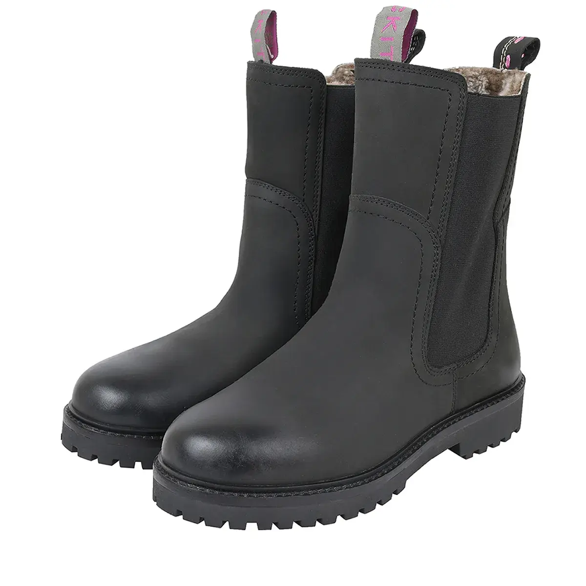 Schwarze Chelsea Lederstiefeletten