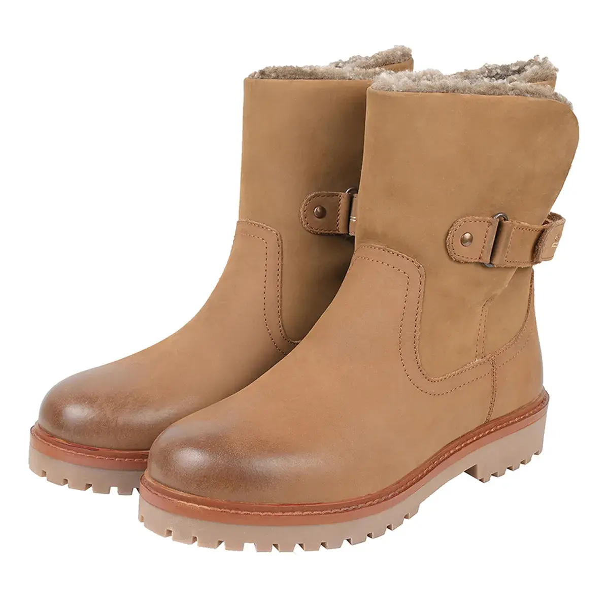 Leder-Stiefeletten mit Shearling-Futter