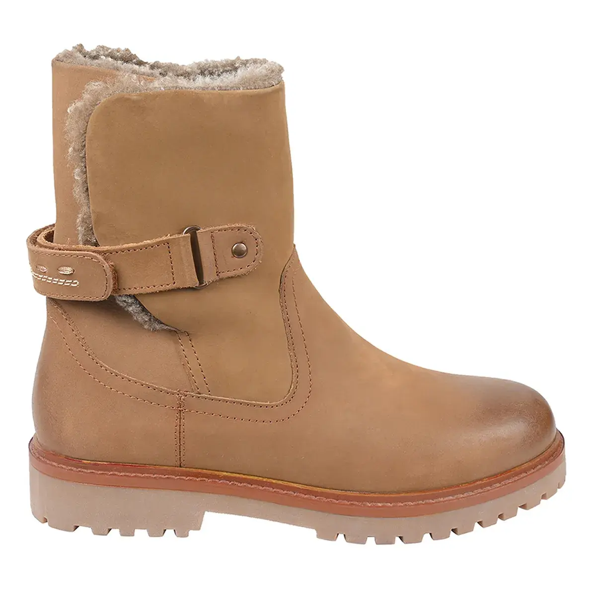 Leder-Stiefeletten mit Shearling-Futter