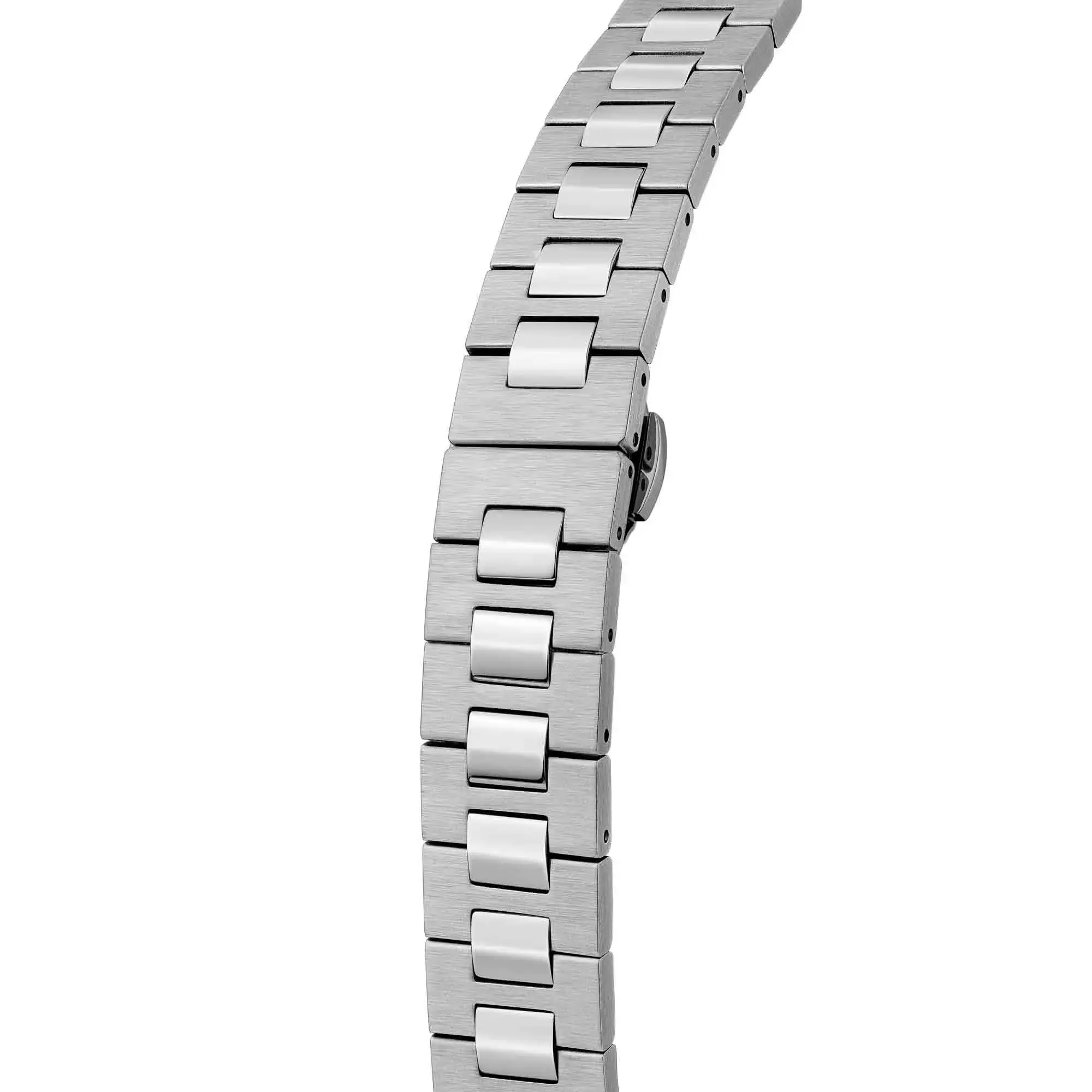 Minimalistische rechteckige Silberuhr