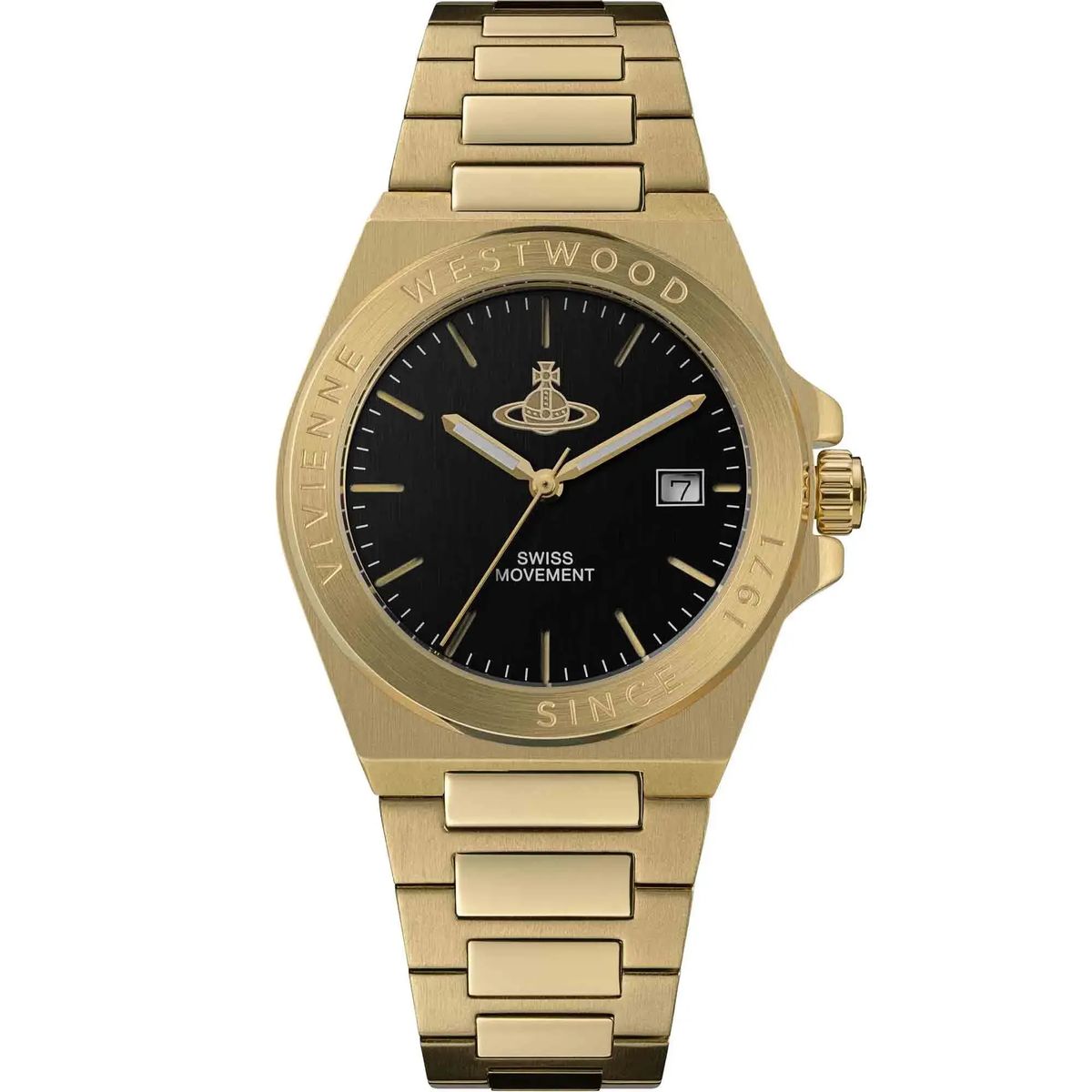 Elegante goldfarbene Quarzuhr Swiss Movement