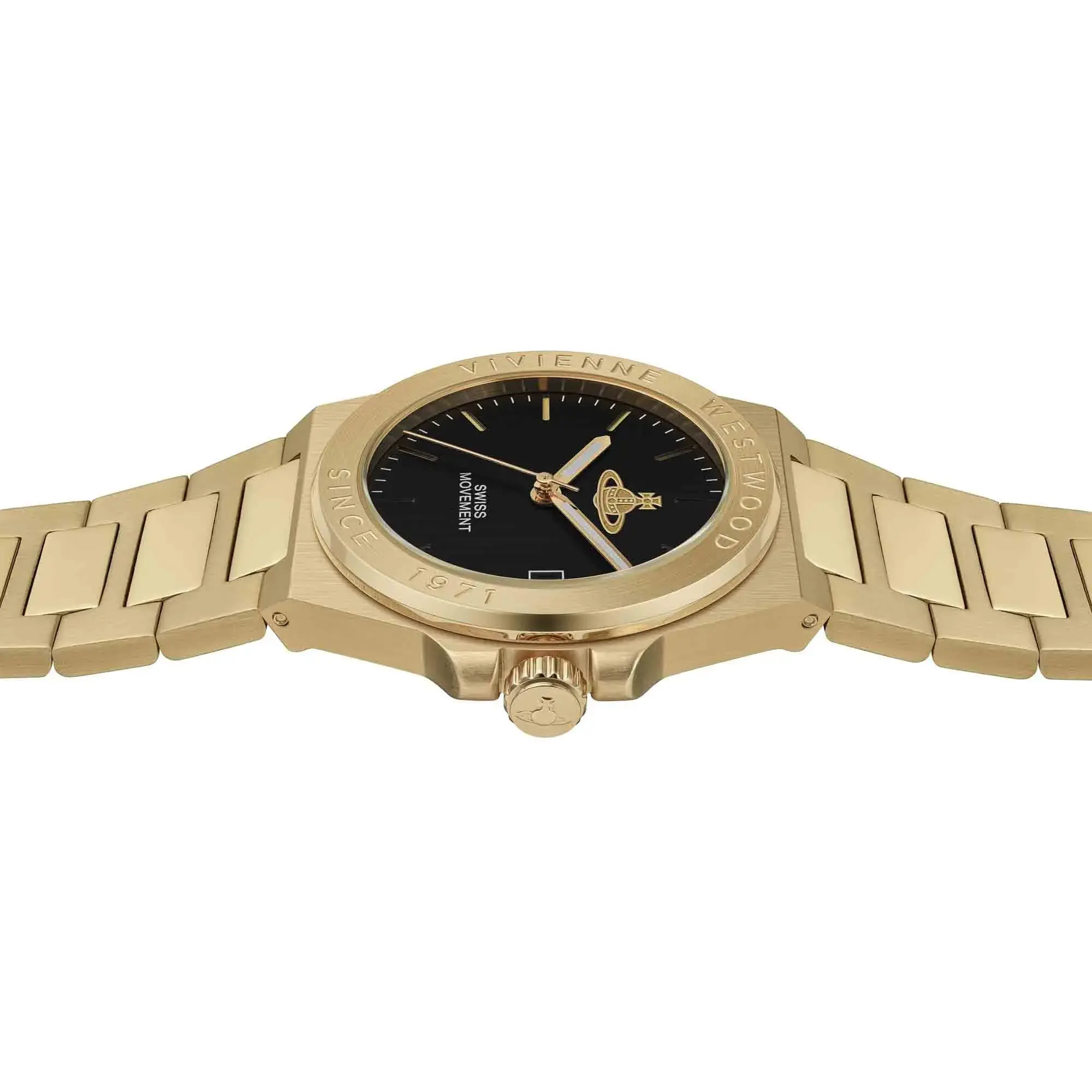 Elegante goldfarbene Quarzuhr Swiss Movement