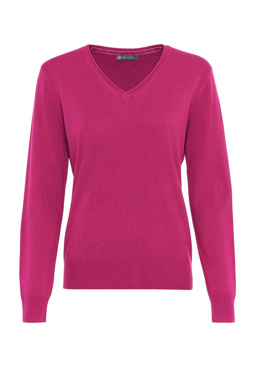 GALERIA Seide-Kaschmir Pullover "Monaco", V-Ausschnitt, für Damen, pink, 36