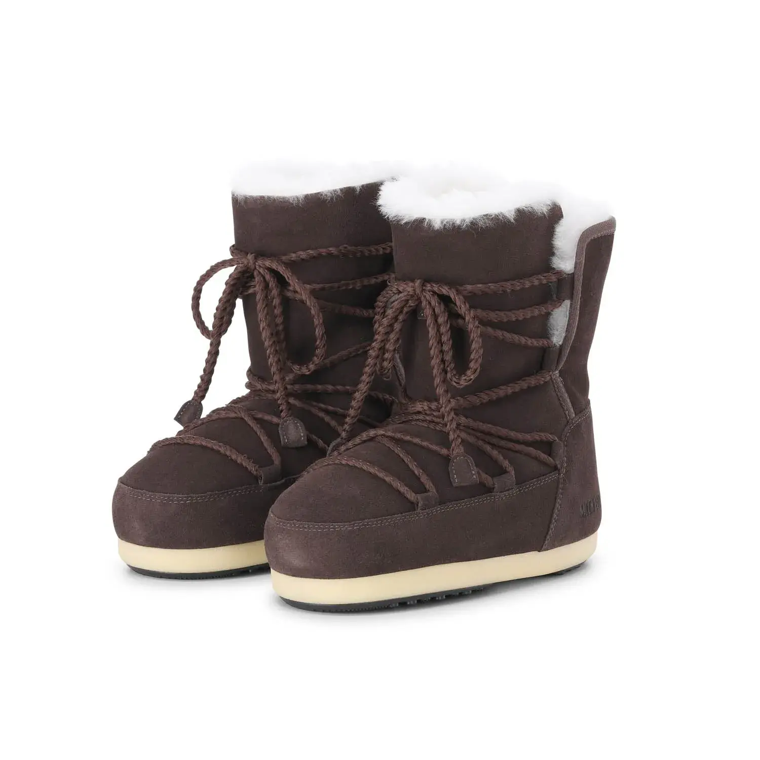 Braune Winterstiefel mit Shearling-Futter aus Veloursleder