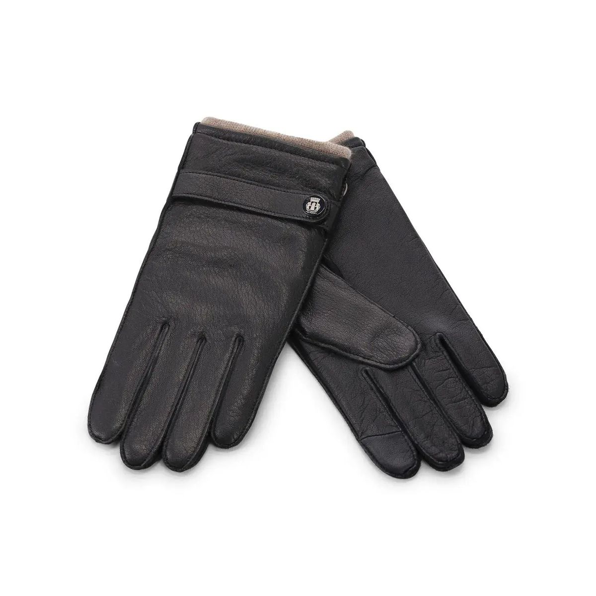 Schwarze Lederhandschuhe für Damen mit Wollfutter