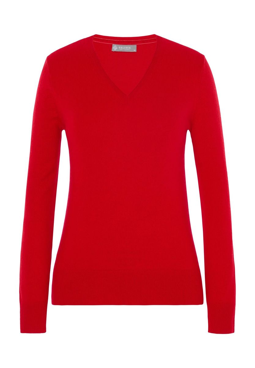 GALERIA Seide-Kaschmir Pullover "Monaco", V-Ausschnitt, für Damen, rot, 34