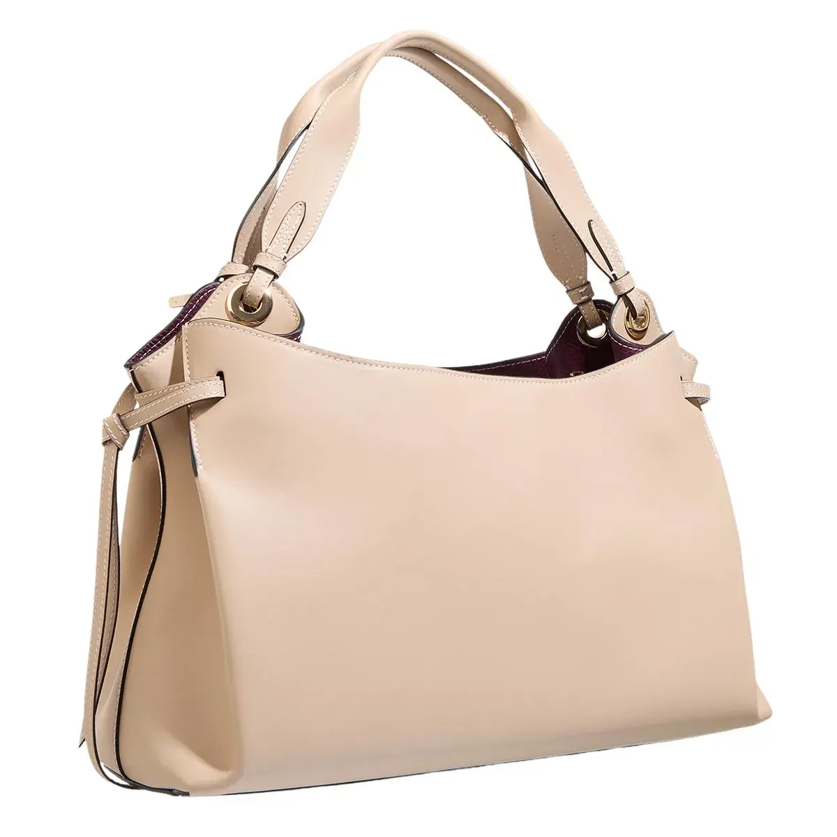 Elegante beige Schultertasche aus Leder